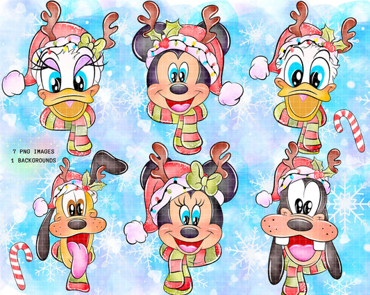 Watercolour Mouse Christmas Clipart Set