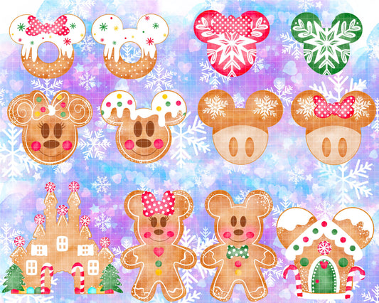 Watercolour Gingerbread Mouse Shapes Clipart Set