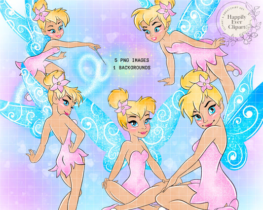 Watercolour Pink Tink Clipart Set