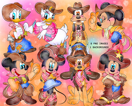 Watercolour Mouse Cowgirls Cowboys Set