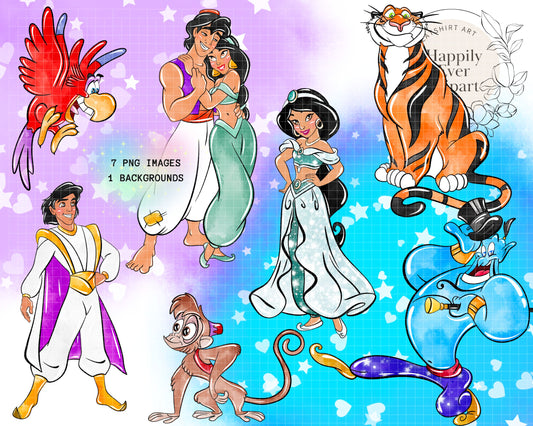 Watercolour Aladdin Clipart Set