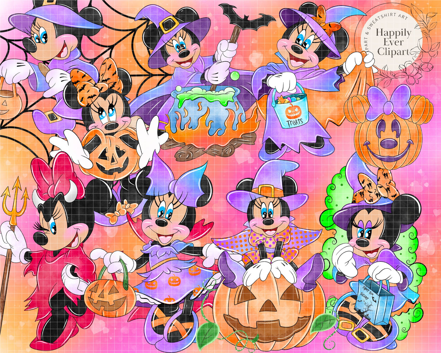 Watercolour Mouse Halloween Clipart Set