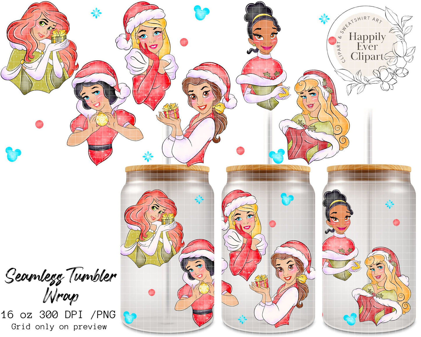 Christmas Princesses 16Oz Tumbler Wrap