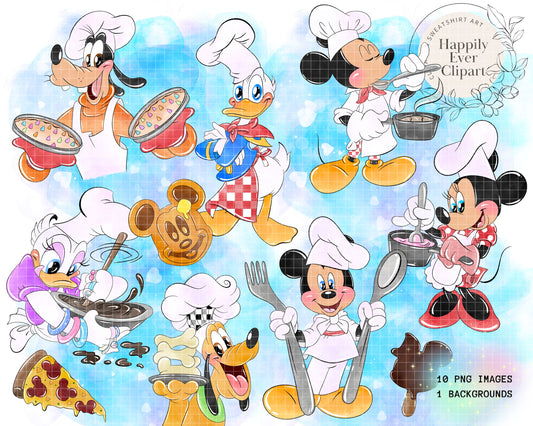 Watercolour Mouse Cooking Clipart Set