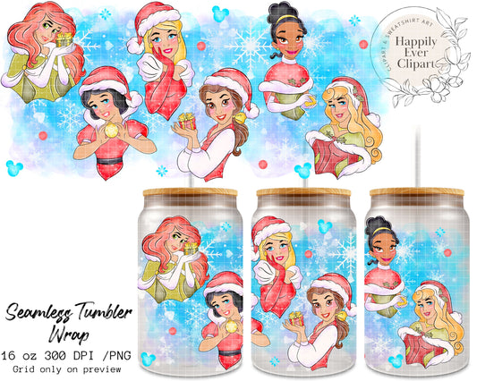 Christmas Princesses 16Oz Tumbler Wrap