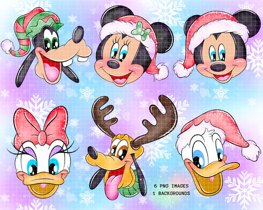 Watercolour Mouse Christmas Clipart Set