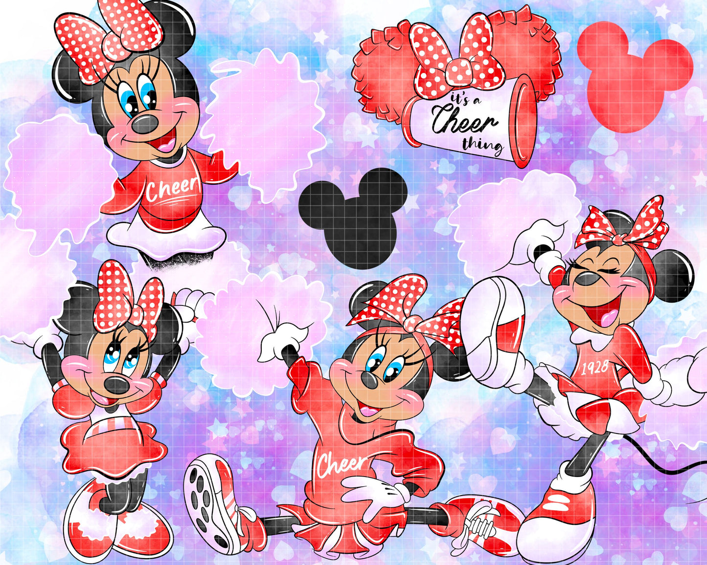 Watercolour Girl Mouse Cheerleader Cute Set