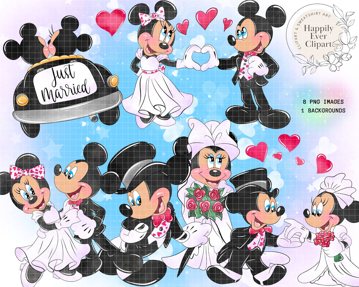 Watercolour Mouse Wedding Clipart Set