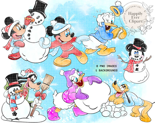 Watercolour Mouse Christmas Clipart Set