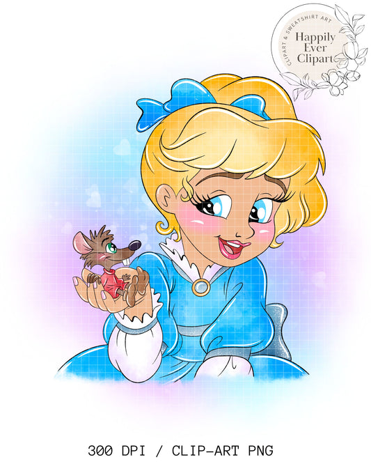 Watercolour Cute Cinderella Toddler Clipart