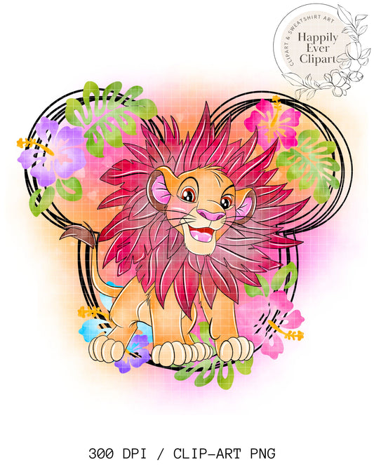 Watercolour Cute Lion Clipart