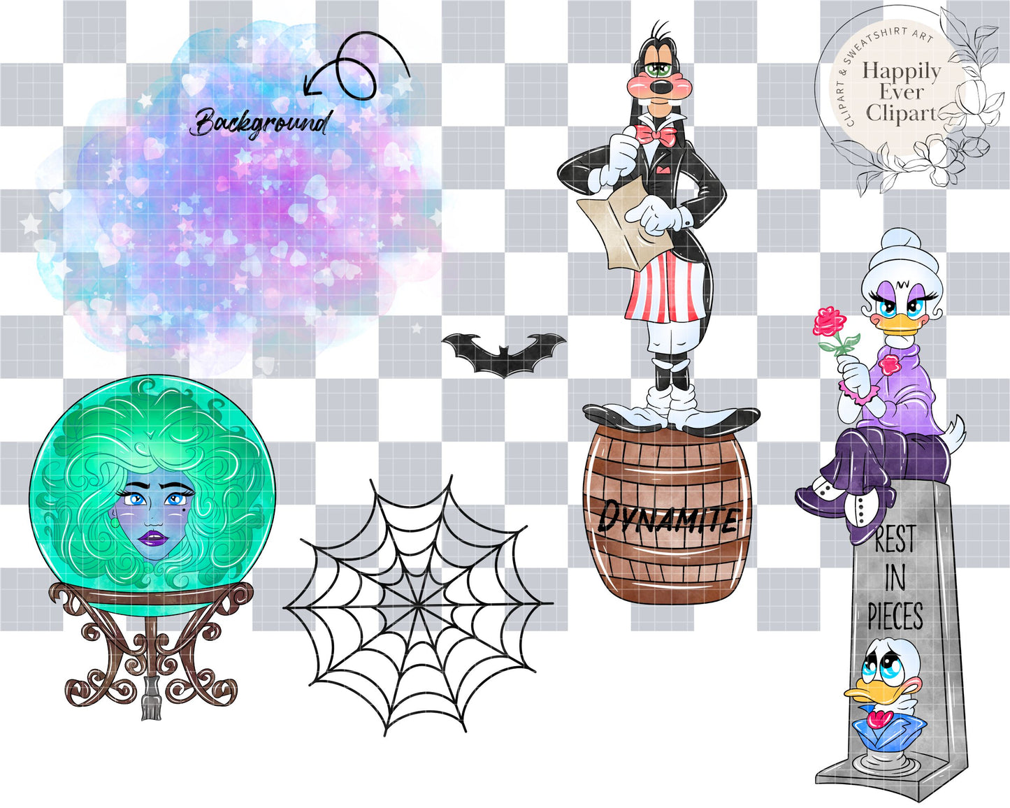 Haunted Mansion Ride Clipart Set