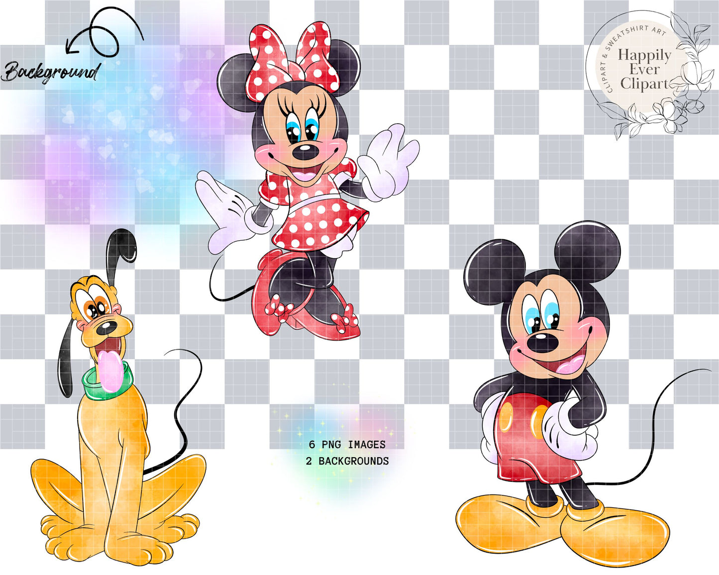 Watercolour Mouse & Friends Clipart Set