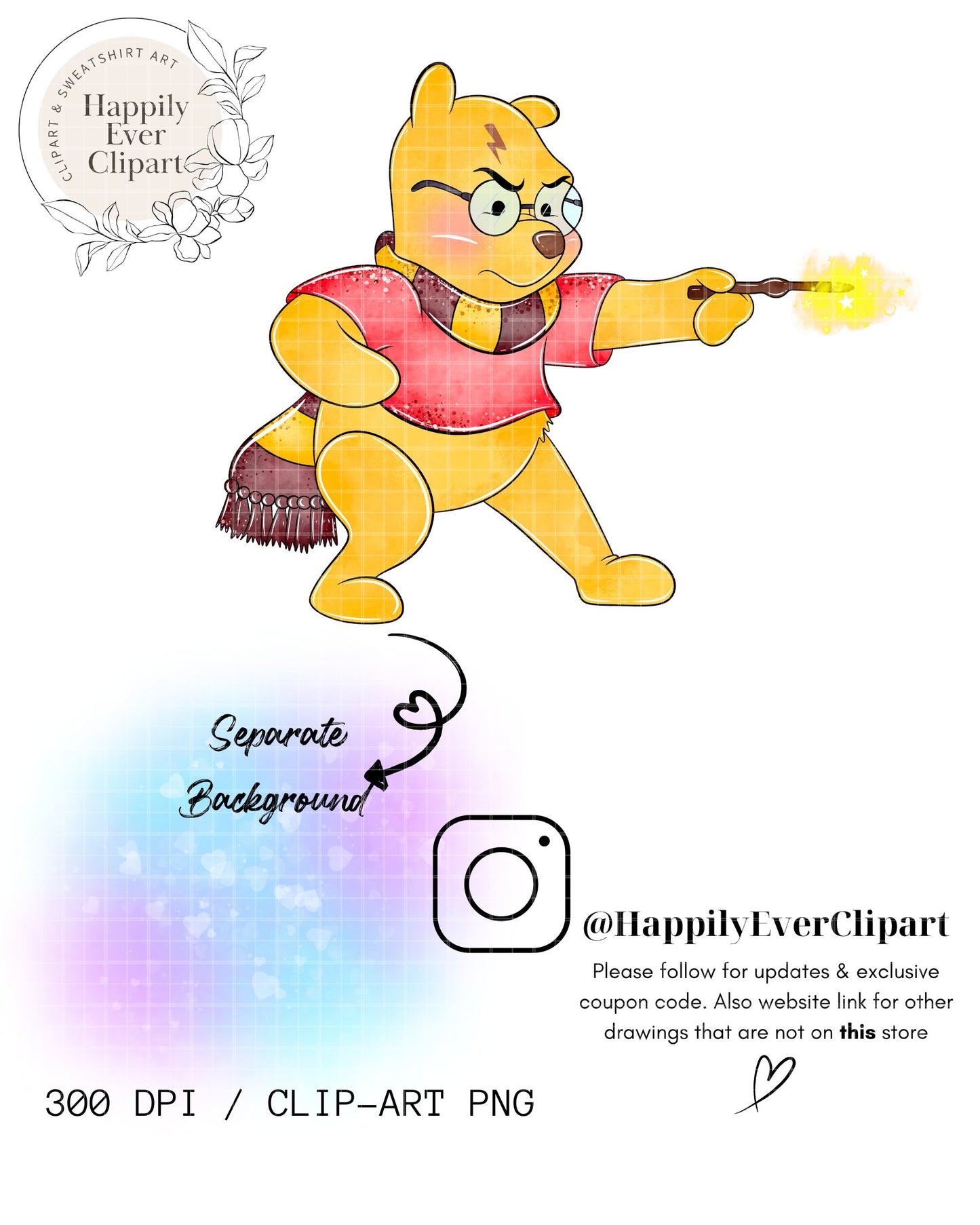 Watercolour Wizard Winnie the Pooh Clipart