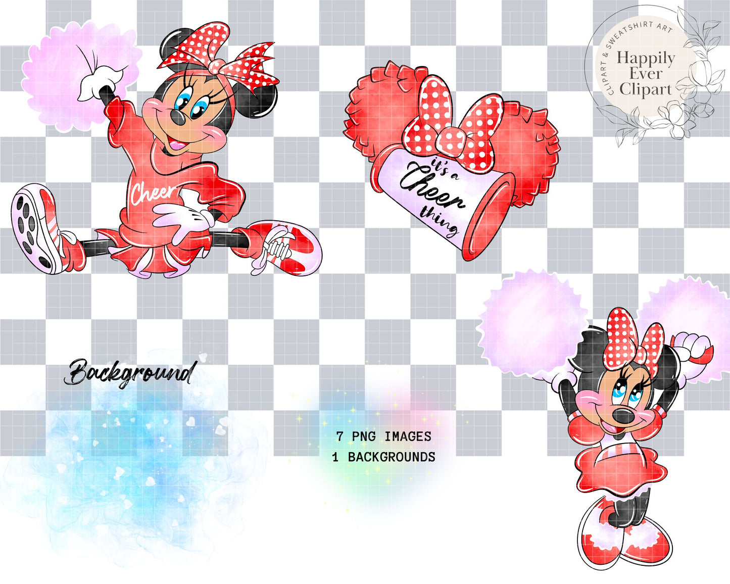 Watercolour Girl Mouse Cheerleader Cute Set