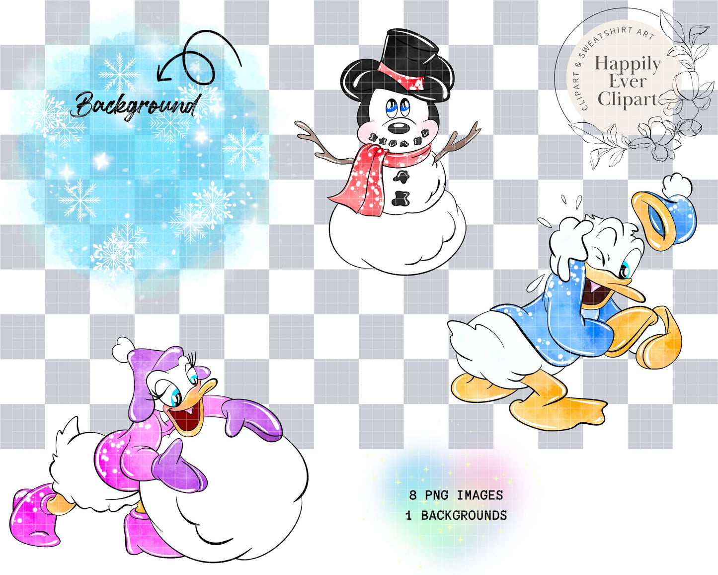 Watercolour Mouse Christmas Clipart Set