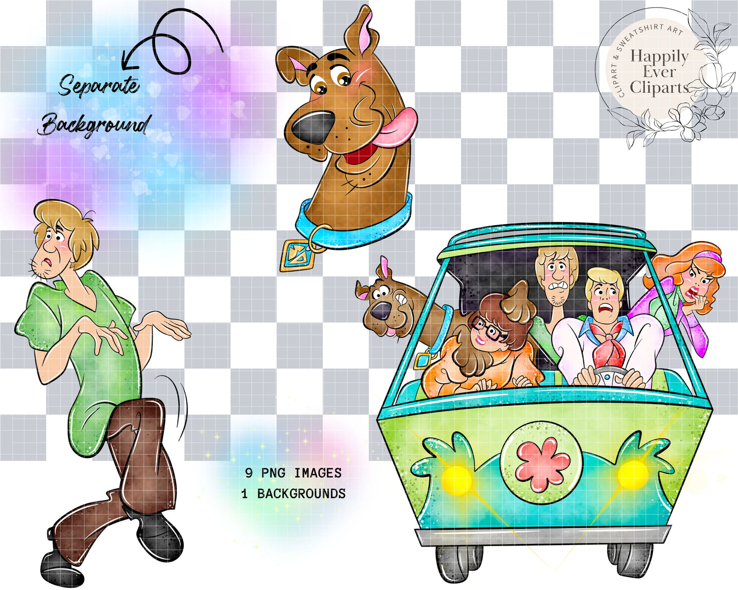 Watercolour Mystery Crew Clipart Set