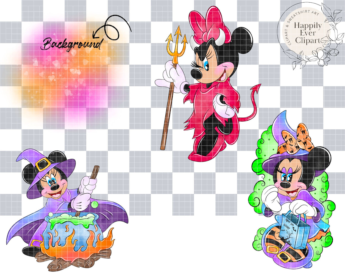 Watercolour Mouse Halloween Clipart Set