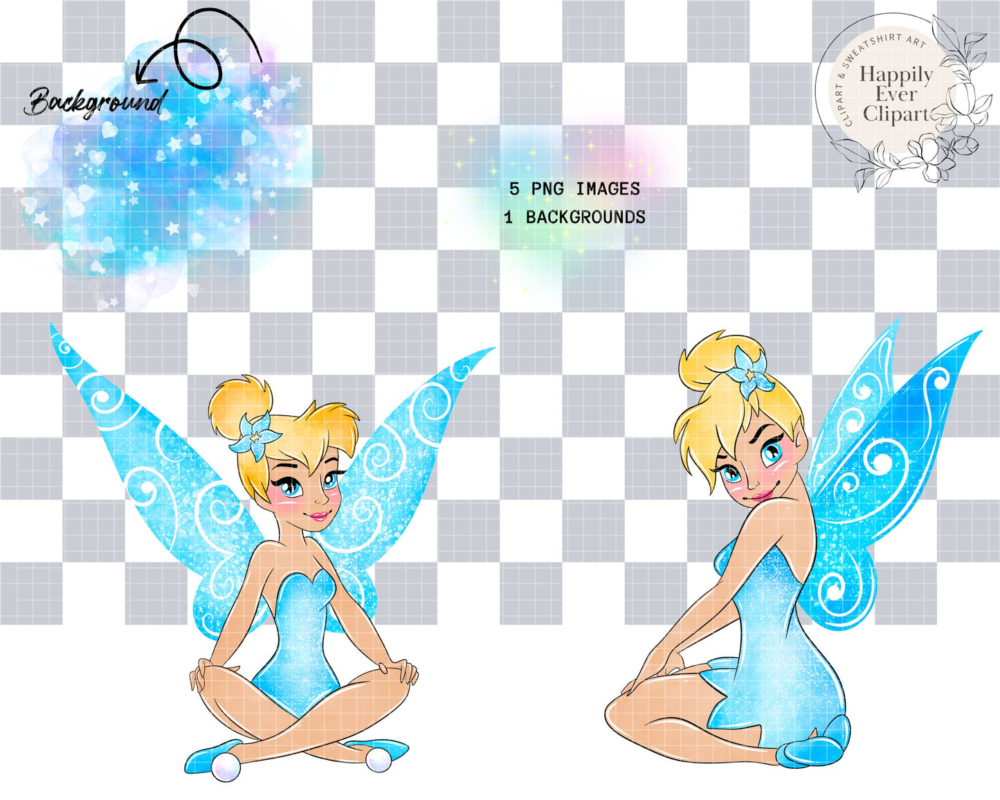 Watercolour Blue Tink Clipart Set