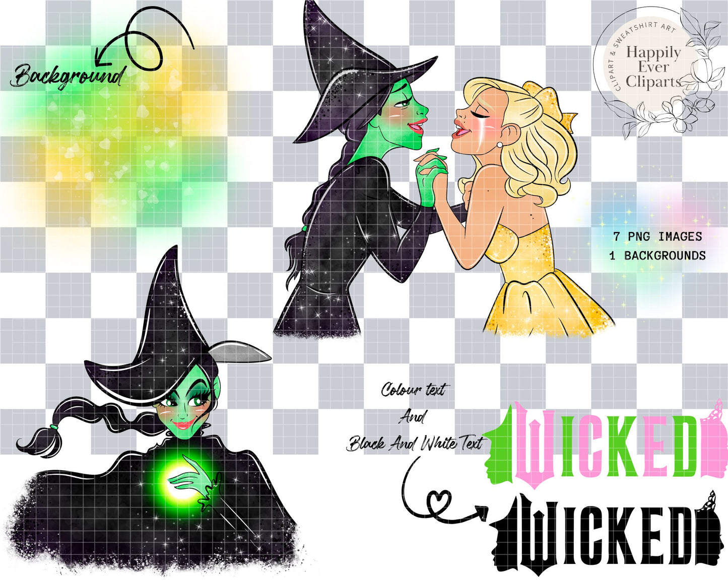 Watercolour Witch & Princess Clipart Set