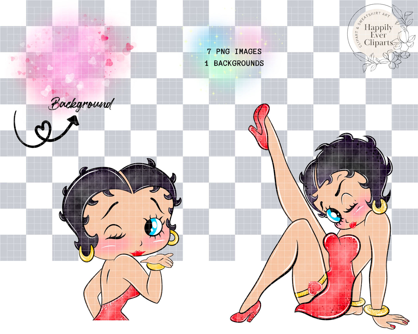 Watercolour Betty Clipart Set