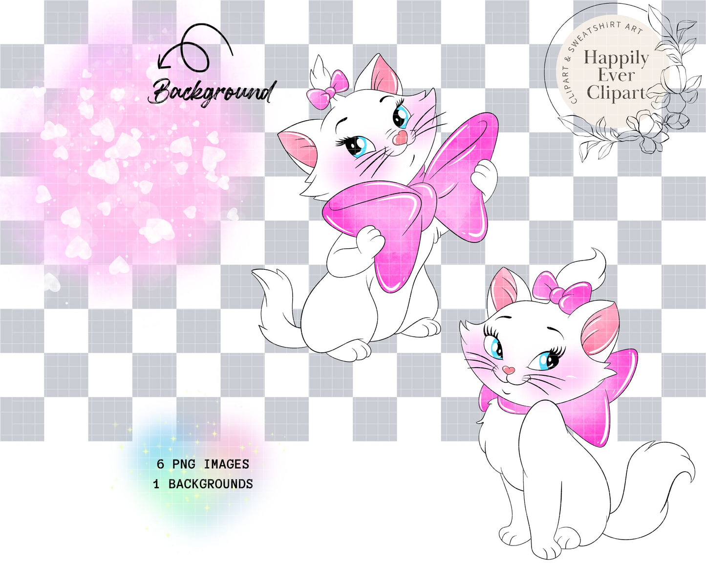 Watercolour Marie Cat Clipart Set Cute