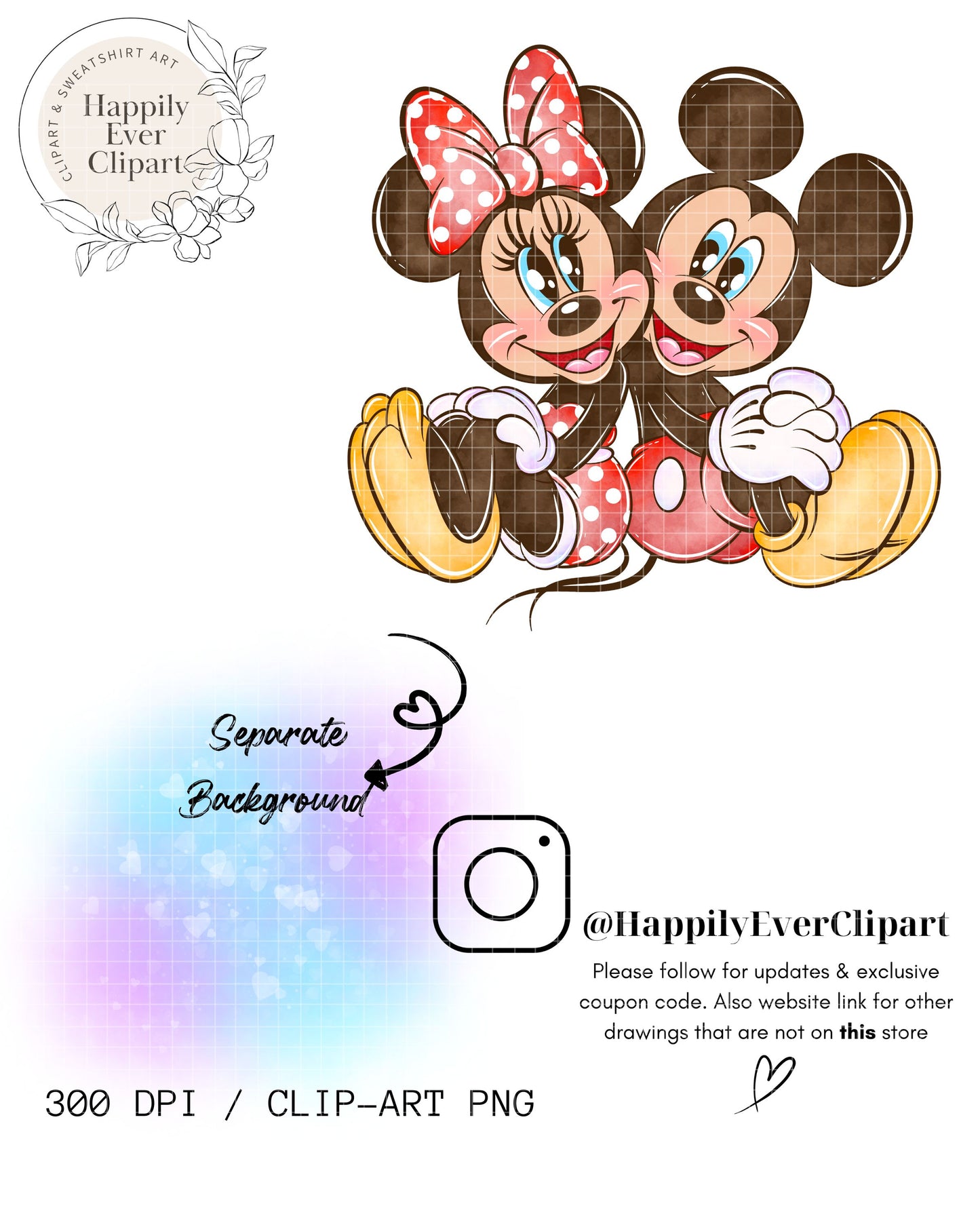 Watercolour Cute Mouse Clipart