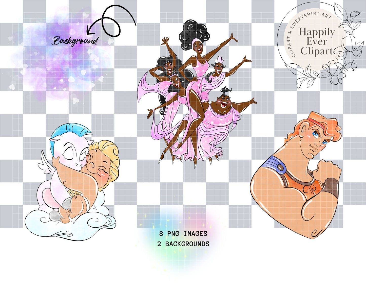 Watercolour Hercules Clipart Set