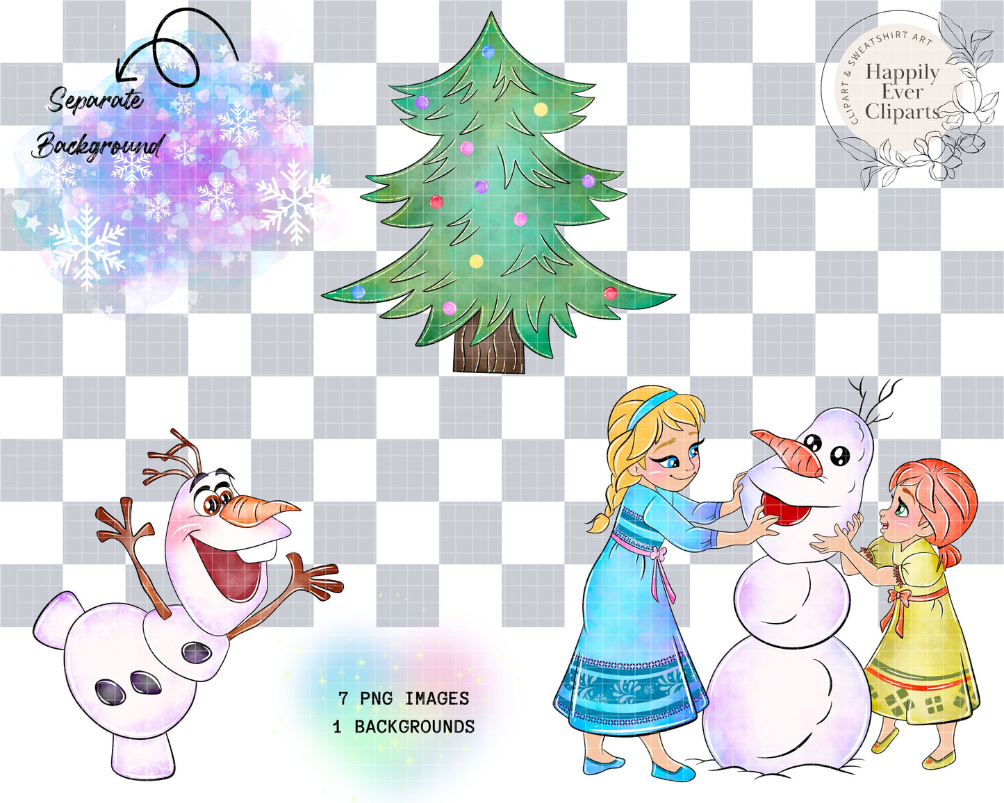 Watercolour Ice Princess Clipart Set