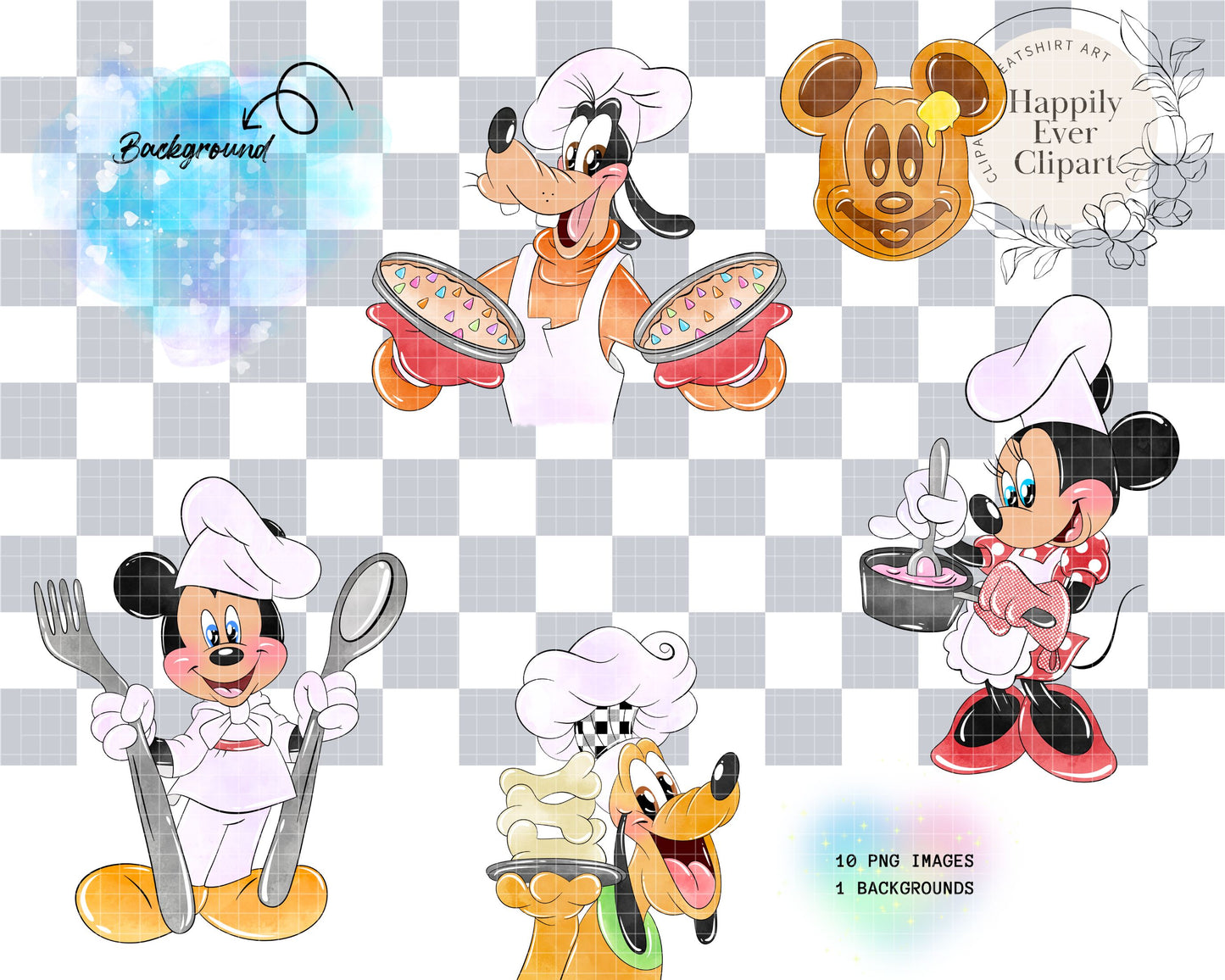 Watercolour Mouse Cooking Clipart Set