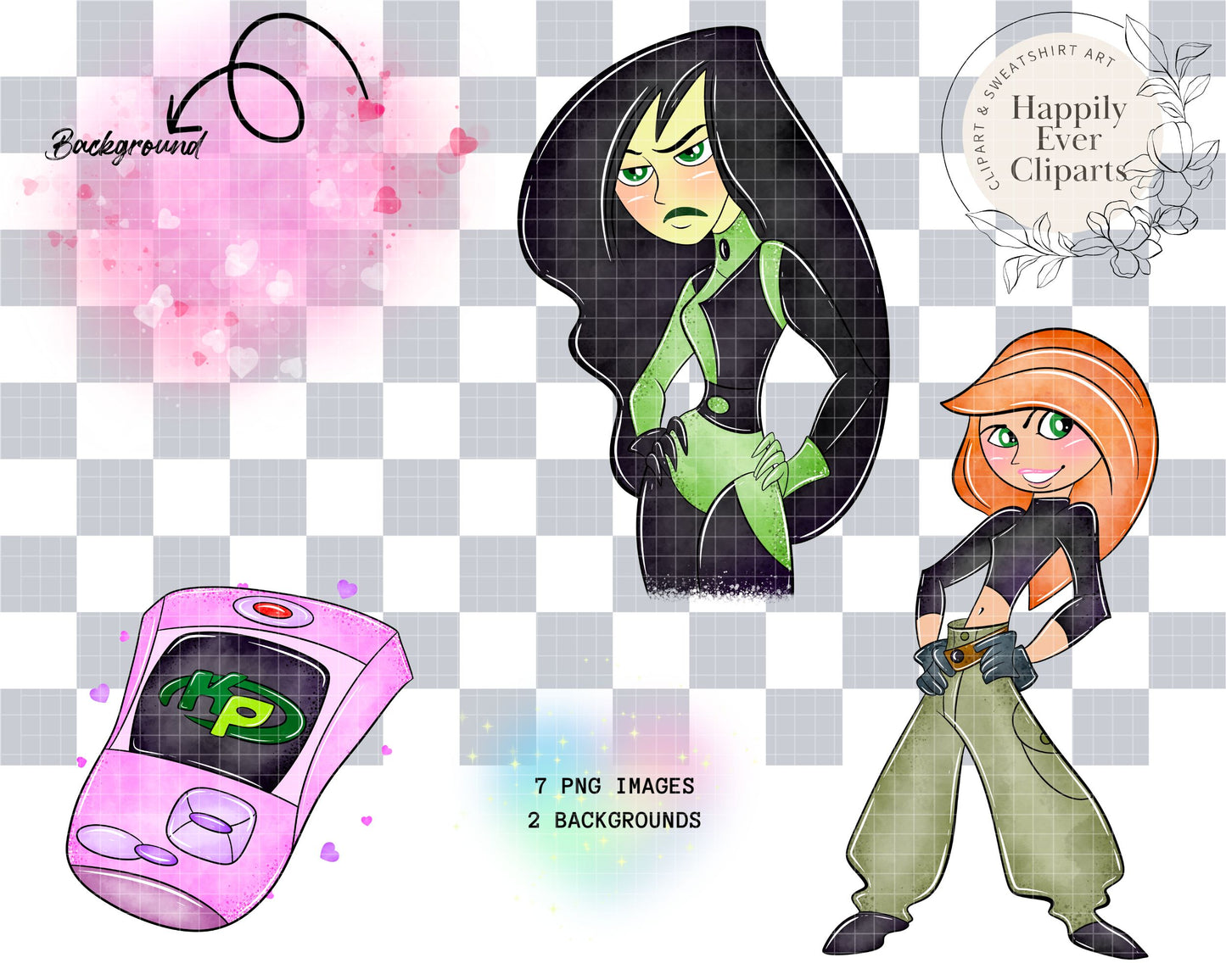 Watercolour Kim Possible Clipart Set