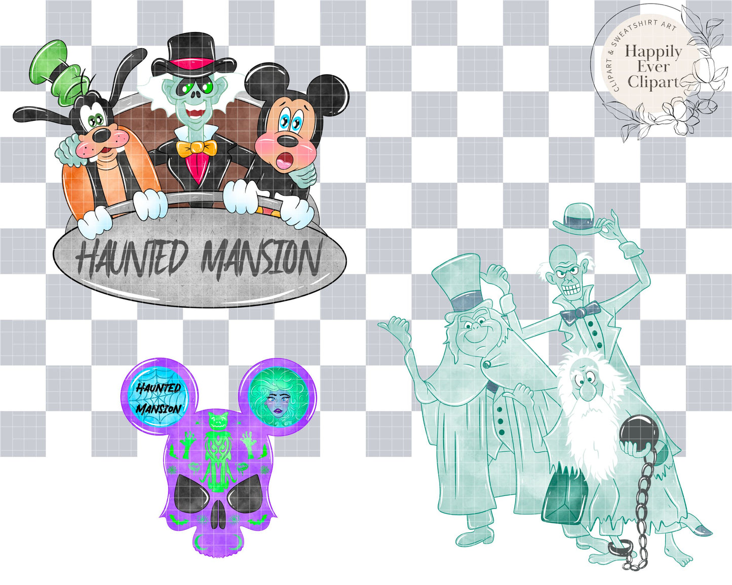 Haunted Mansion Ride Clipart Set