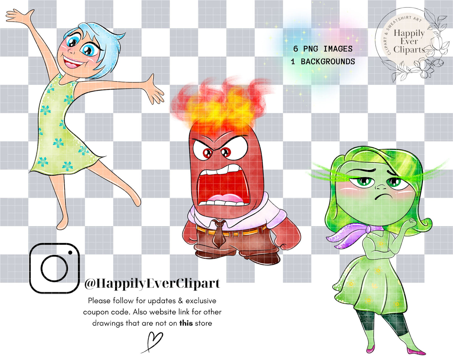 Watercolour Inside Out 2 Clipart Set