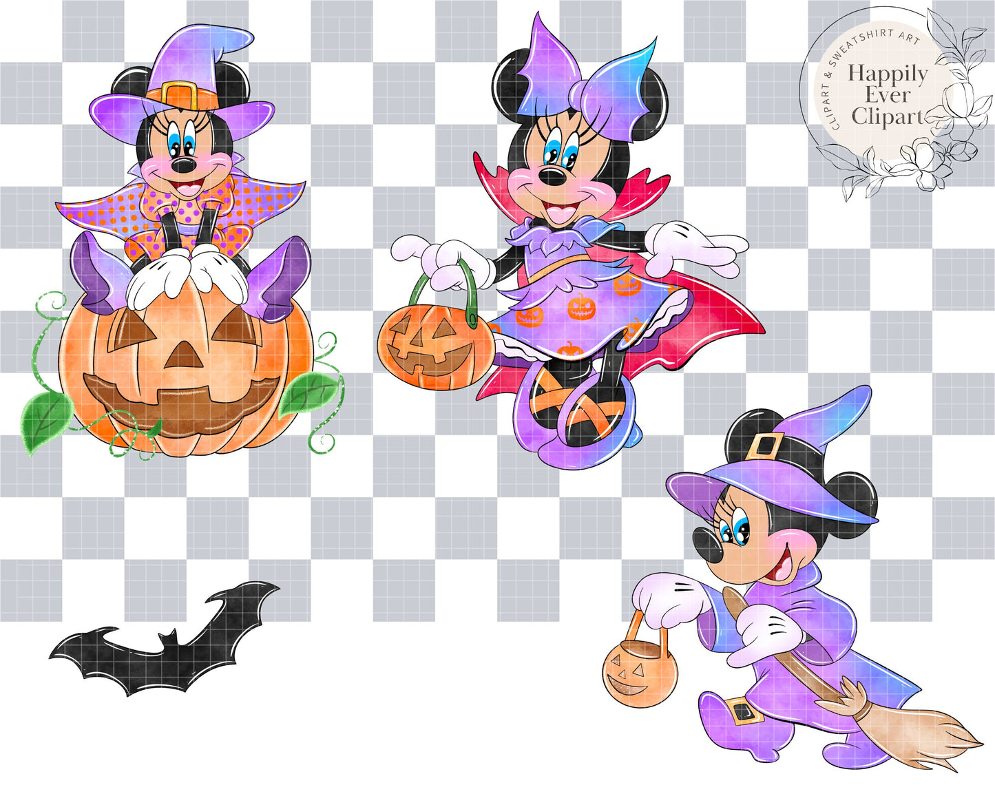 Watercolour Mouse Halloween Clipart Set