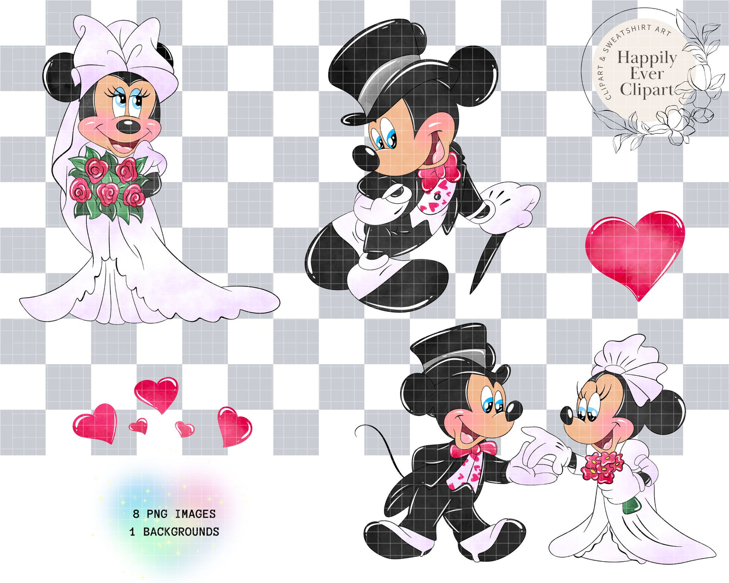 Watercolour Mouse Wedding Clipart Set