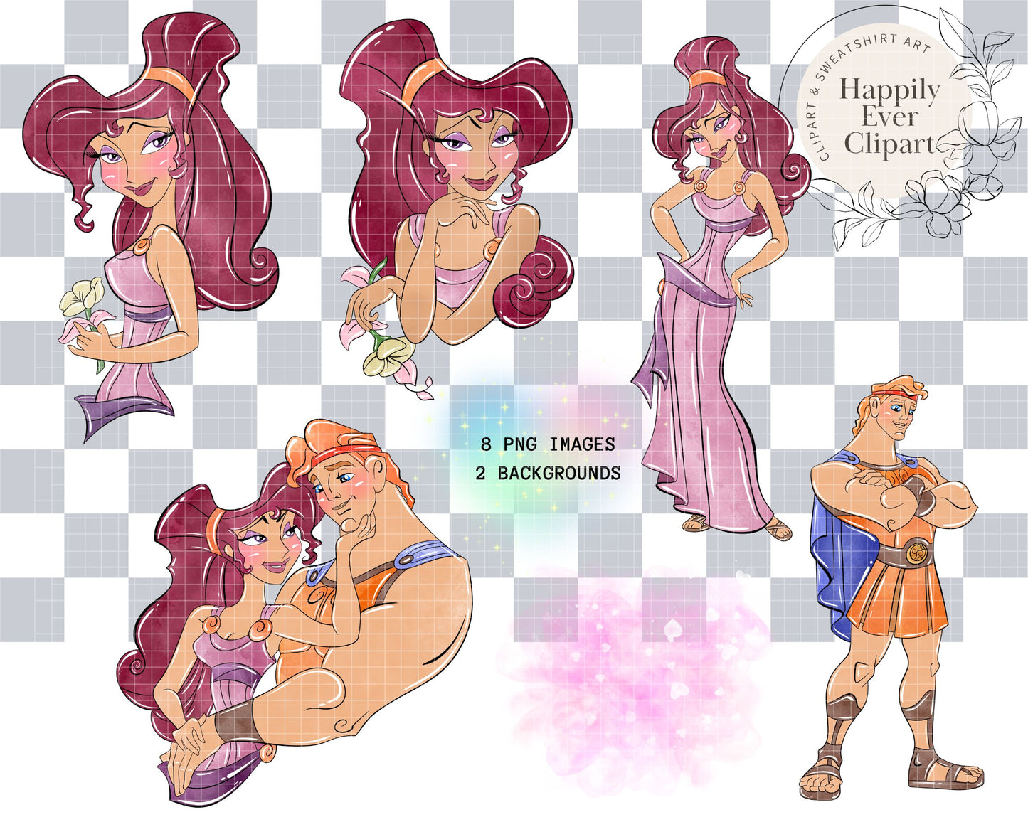 Watercolour Hercules Clipart Set