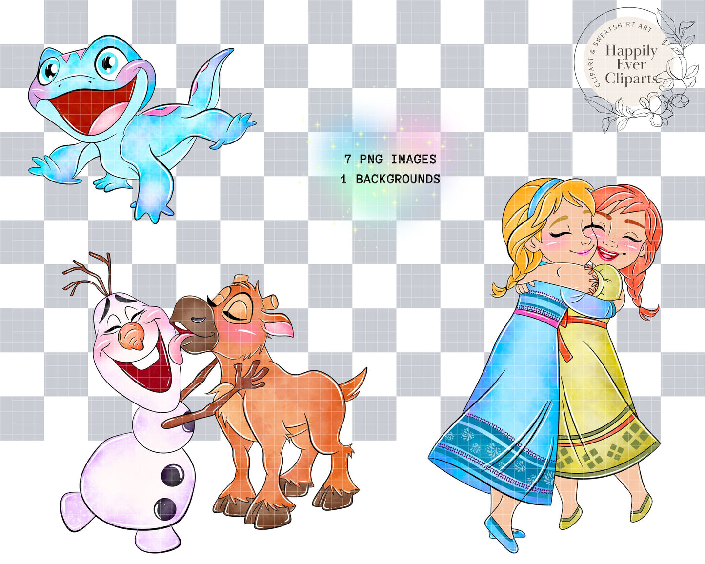 Watercolour Ice Princess Clipart Set