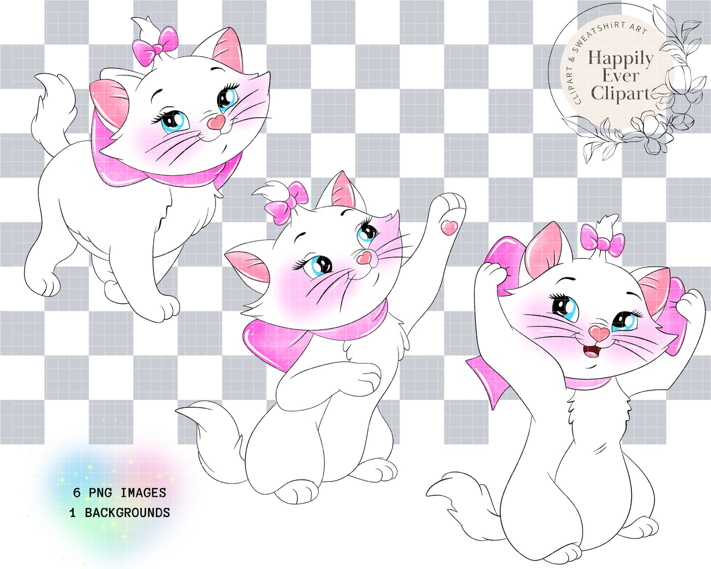 Watercolour Marie Cat Clipart Set Cute