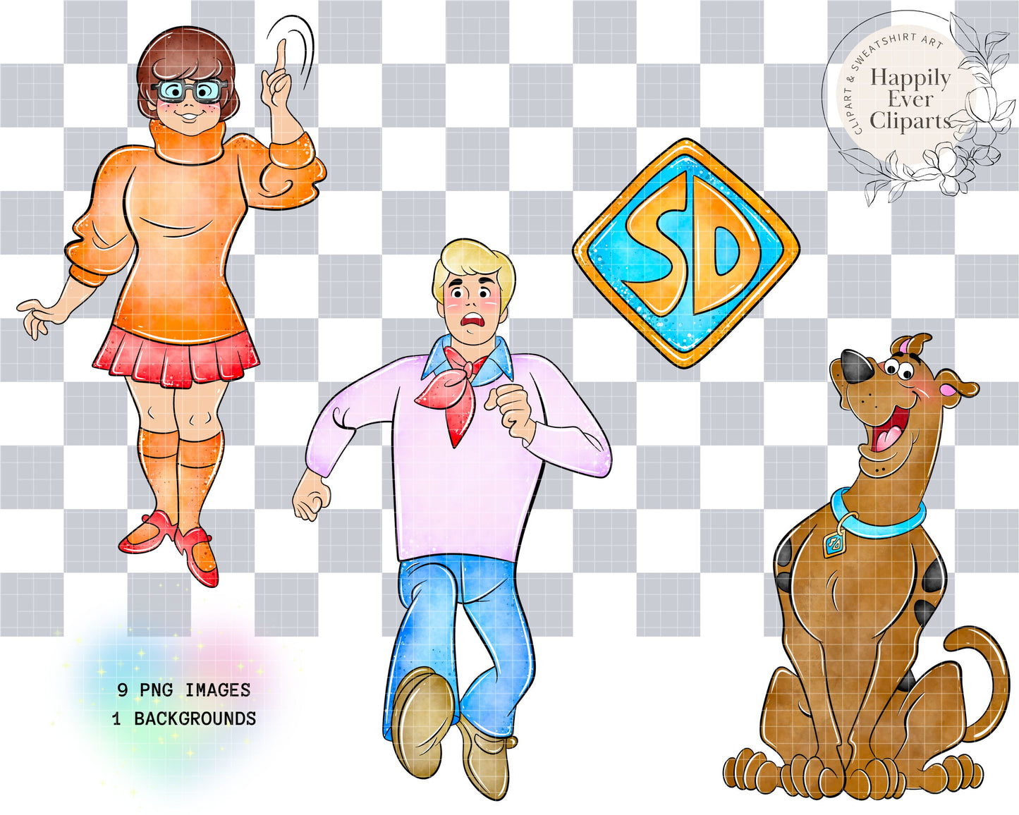 Watercolour Mystery Crew Clipart Set