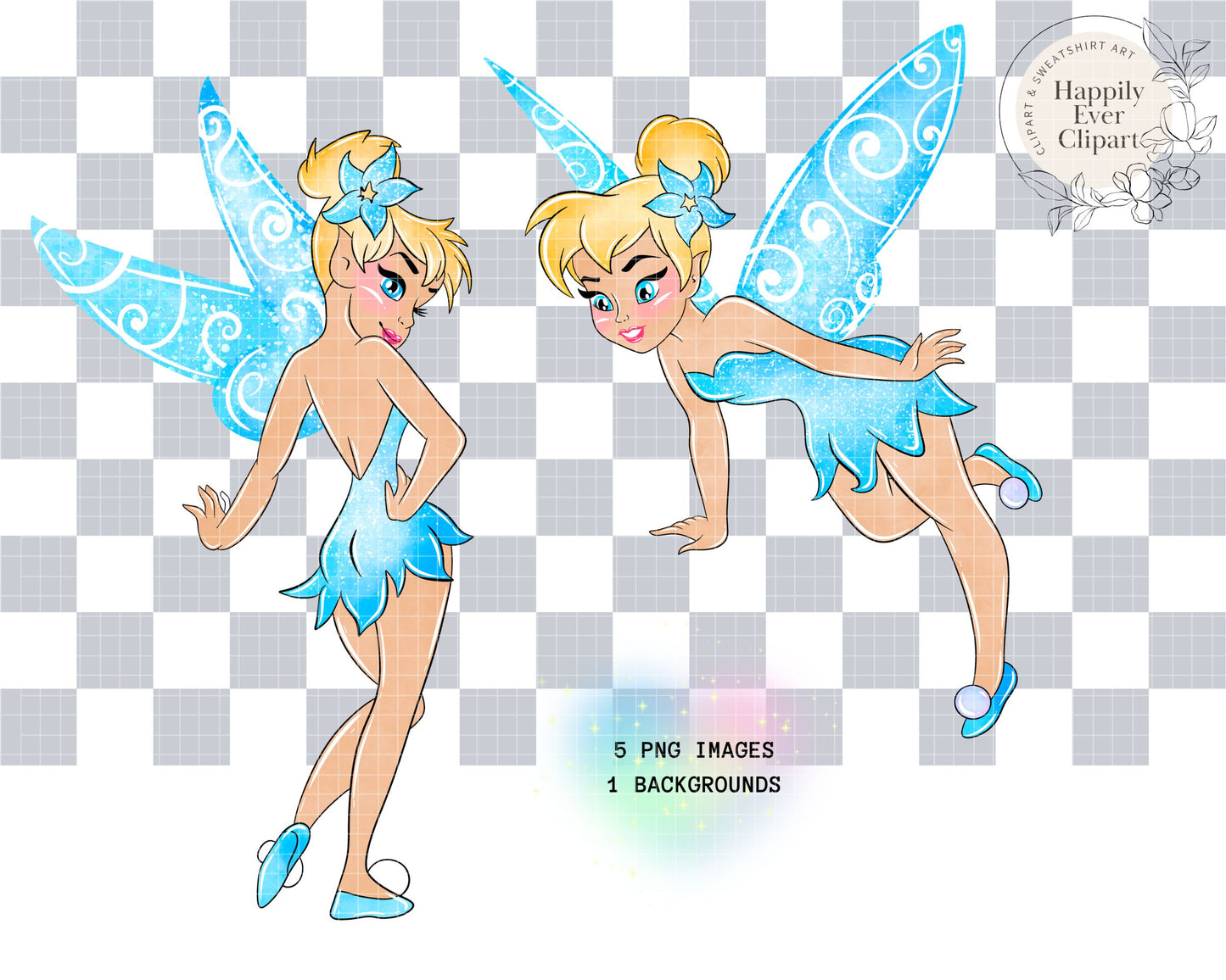 Watercolour Blue Tink Clipart Set