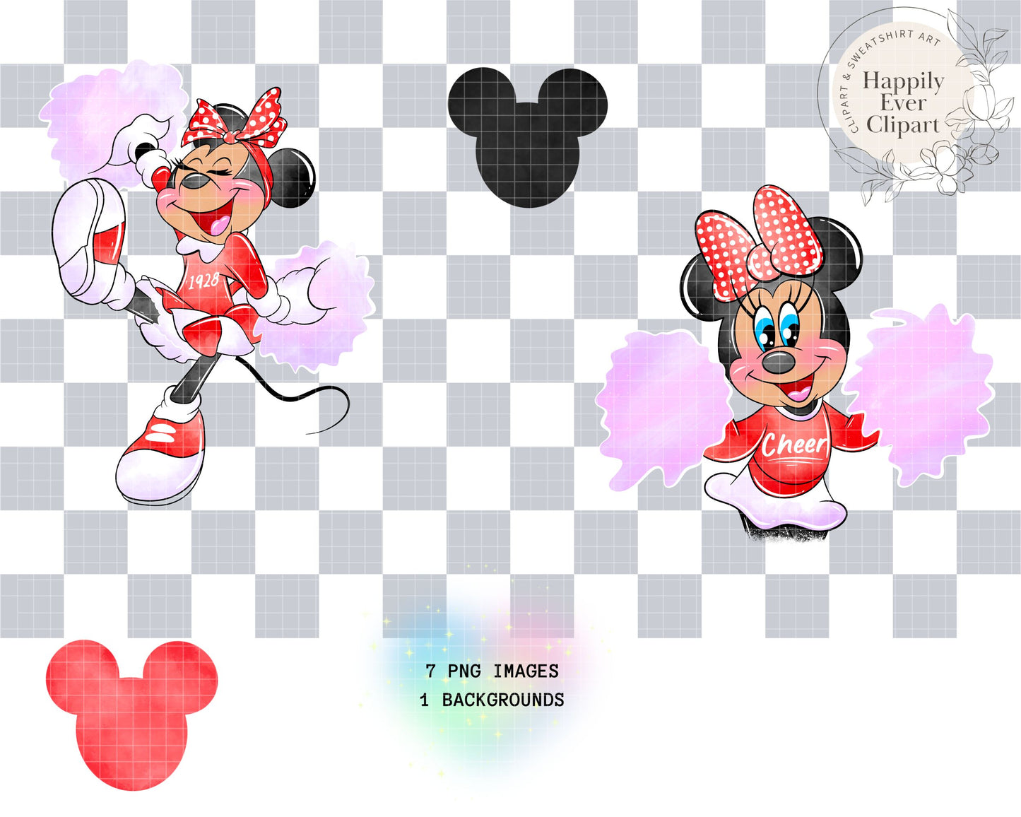 Watercolour Girl Mouse Cheerleader Cute Set