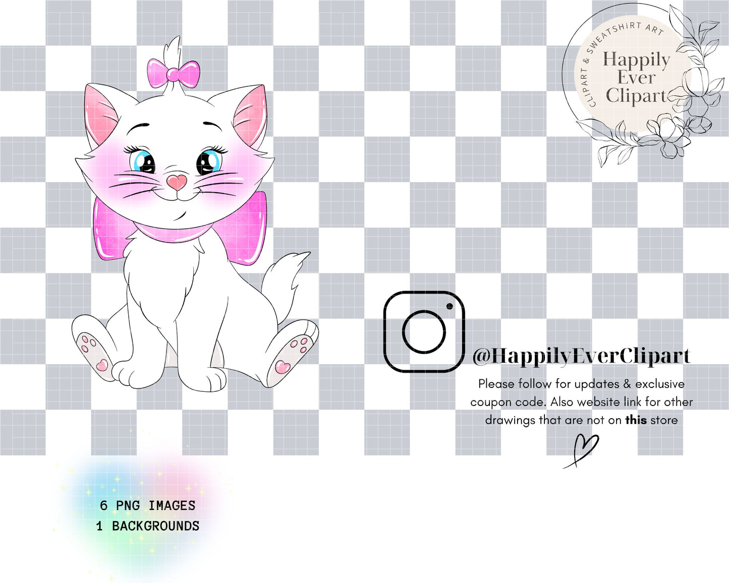 Watercolour Marie Cat Clipart Set Cute