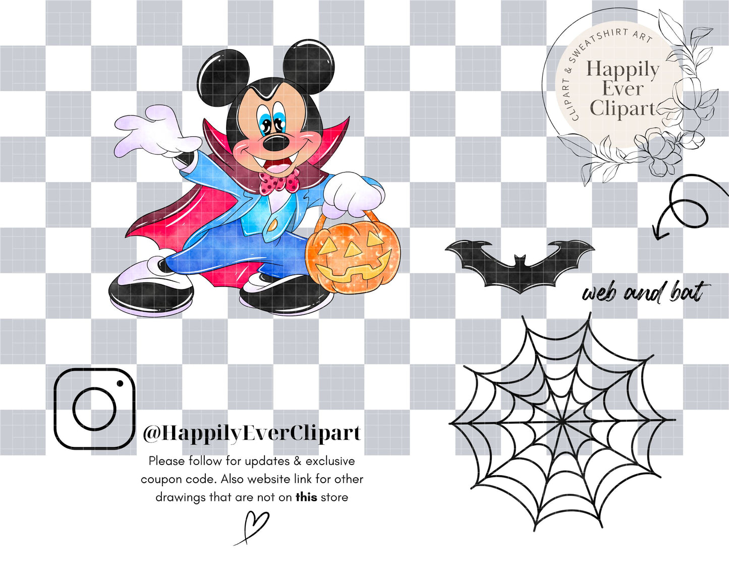 Watercolour Mouse Halloween Clipart Set Cute